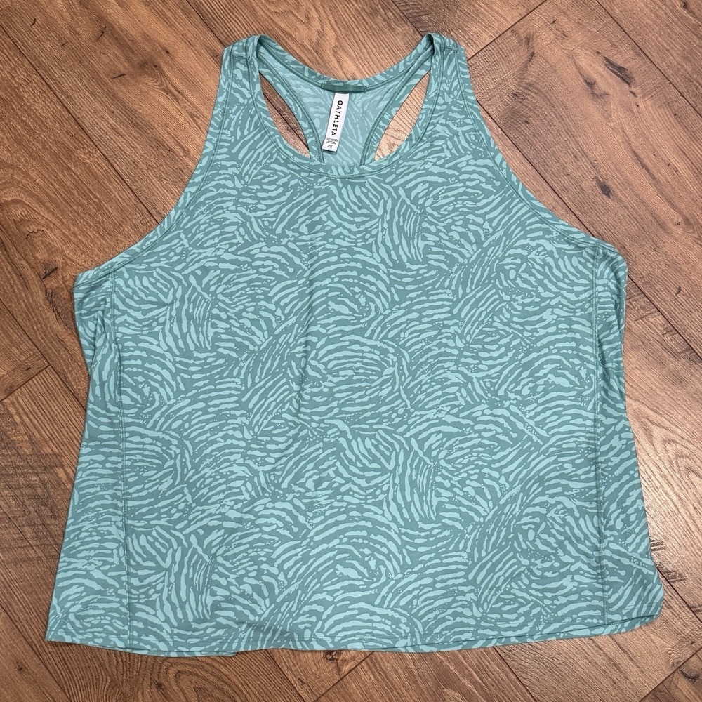 Athleta Printed Tank Top Sleeveless Athletic 3X Plus Size Aqua Blue/ Green